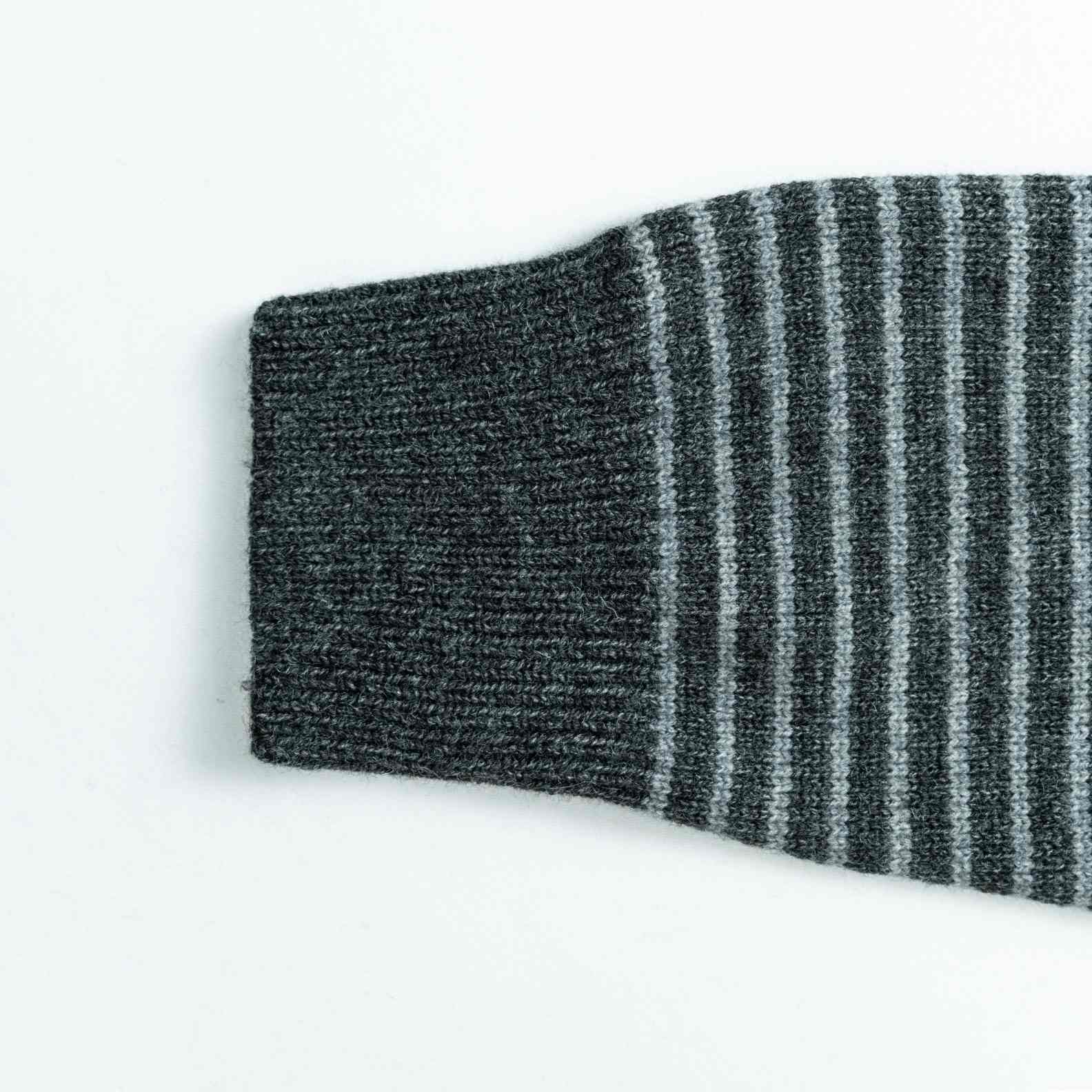 Cardigan Wool Polo Neck Long Sleeve Denim collar striped button Style (5)