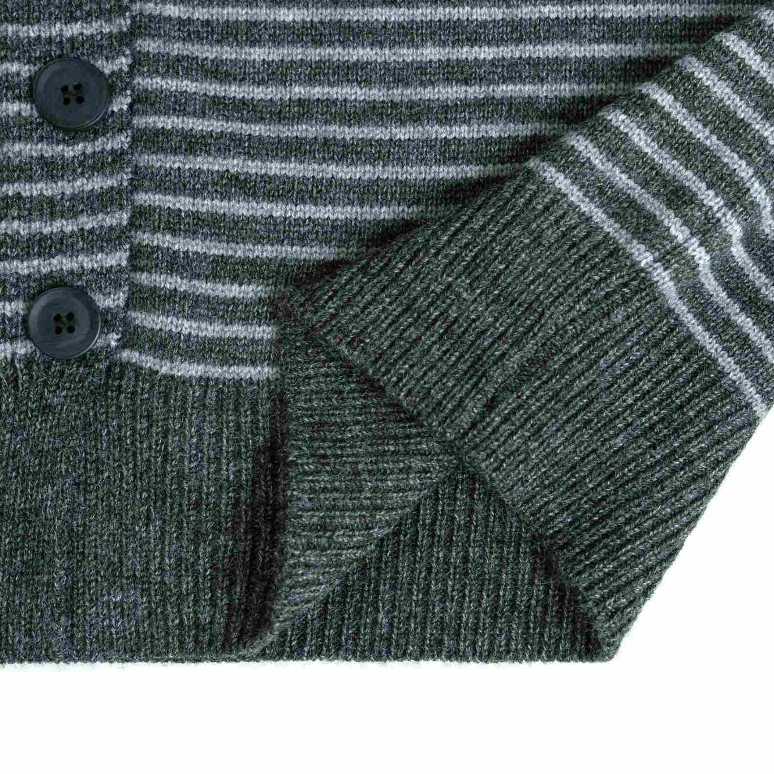 Cardigan Wool Polo Neck Long Sleeve Denim collar striped button Style (6)