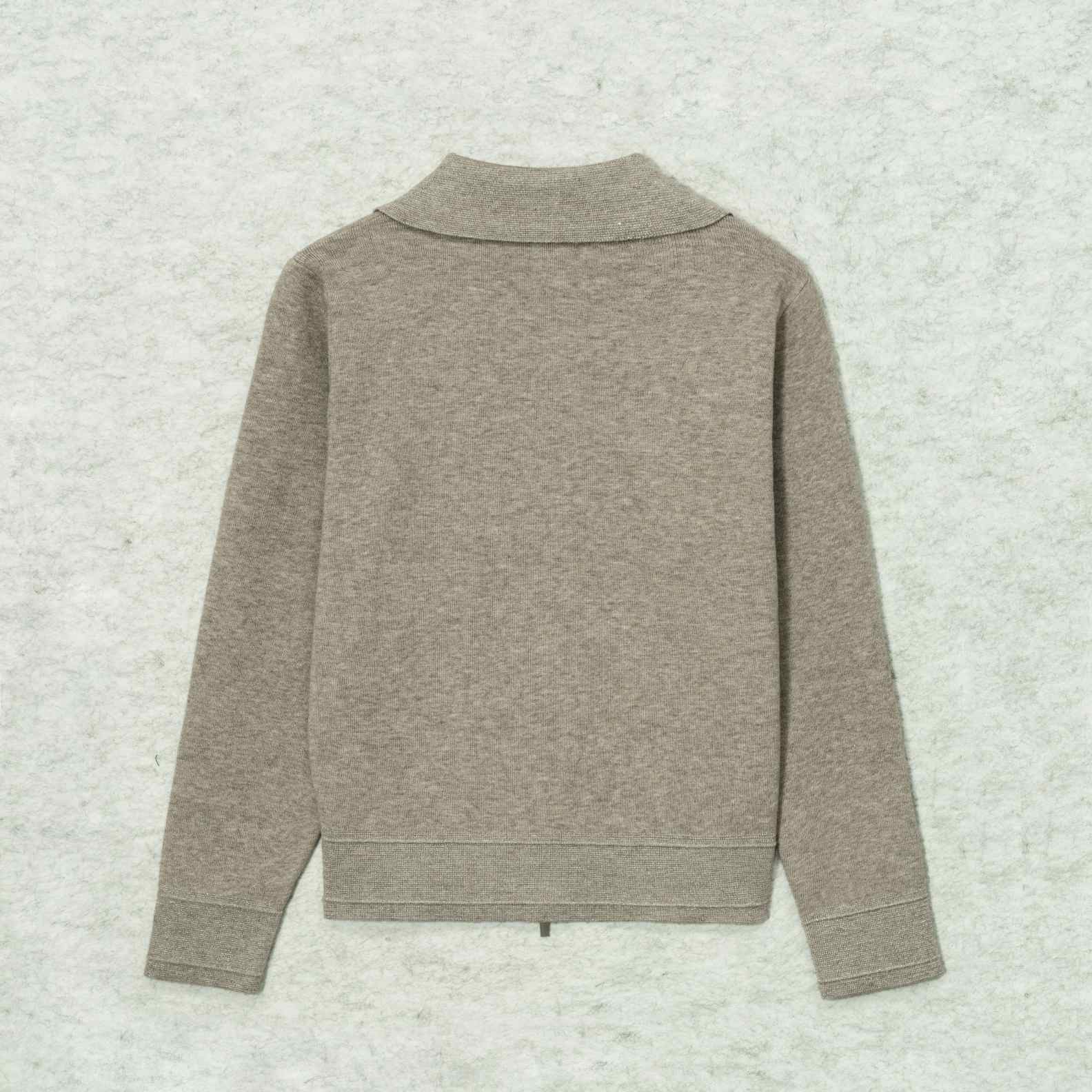 Cardigan Wool Polo Neck Long Sleeve Zip front patch pocket Style (3)