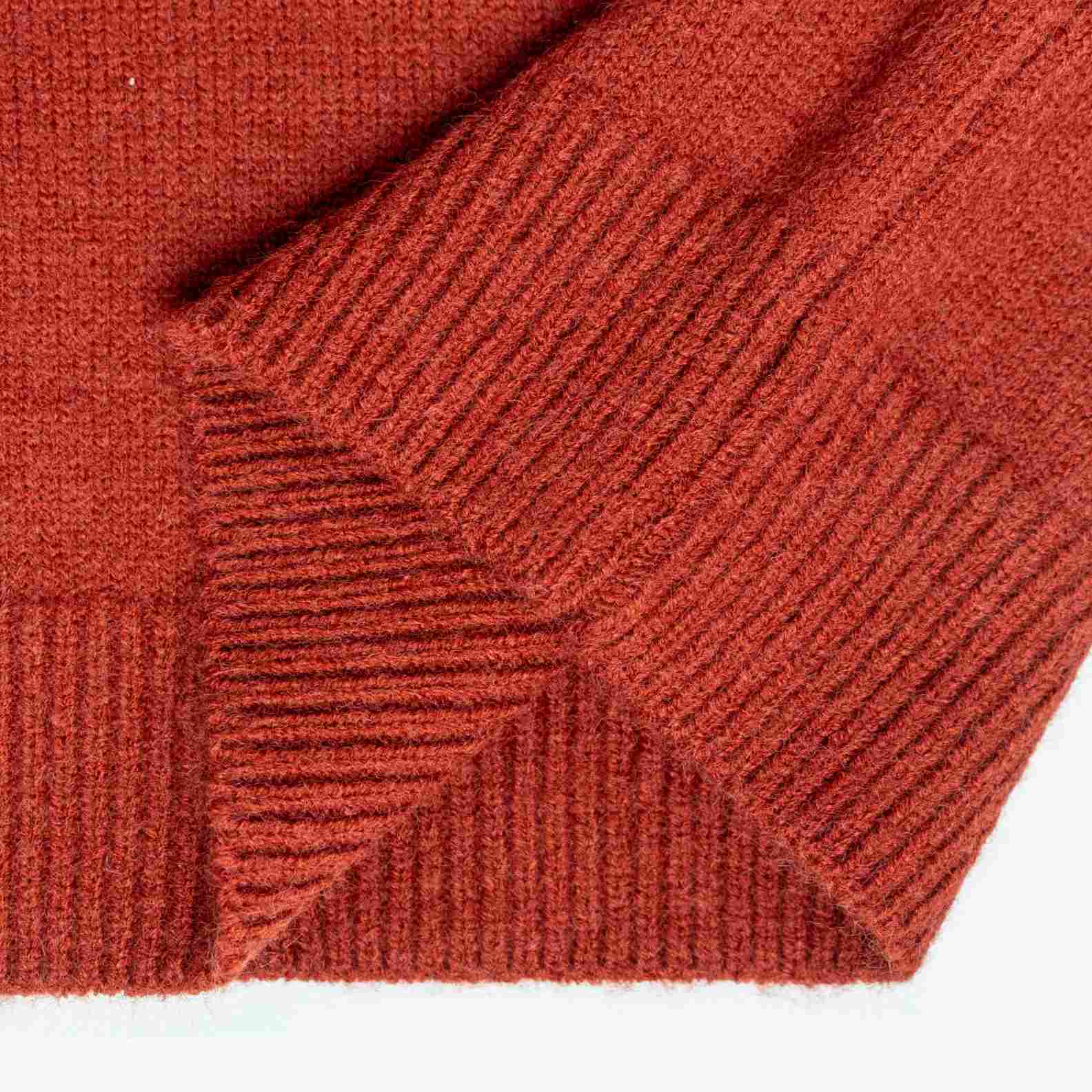 Knit Sweater Wool Polo Neck Long Sleeve Gingham collar accent Style (7)